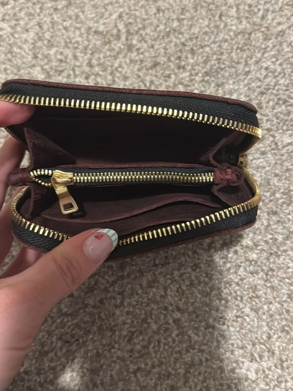 Portland Leather Burgundy Zip Card Holder